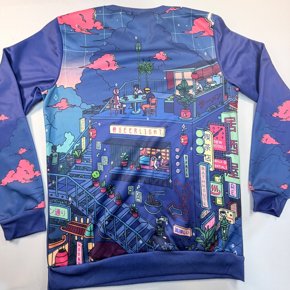 Vapor95 x SeerLight Naruto Ramen Village Sweatshirt Large Anime Vaporwave USA